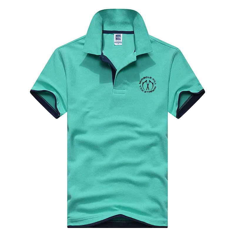 Новинка, брендовая мужская рубашка поло, дизайнерская мужская рубашка поло из хлопка с рисунком оружия, футболка с коротким рукавом, трикотажная футболка для игры в гольф, большой размер - Цвет: green  Navy