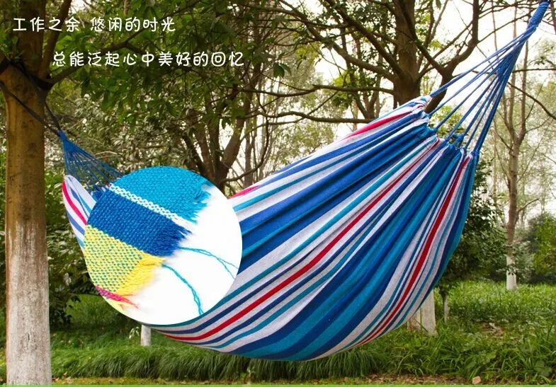 200X100cm Outdoor Multifunction hammock swing rainbow Striped canvas double indoor thickening widened dormitory double hammock