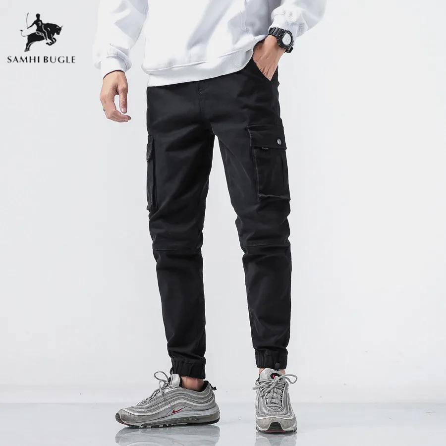 

Men Multi-pocket Elastic Waist Design Harem Pant Street Punk Hip Hop Casual Trousers Joggers Male Dancing Pant