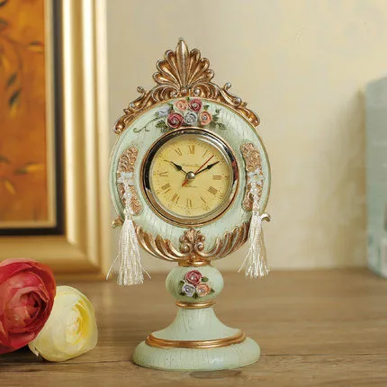 AIBEI-европейский стиль Виктория смолы настольные часы мини классические розы ретро часы украшение дома