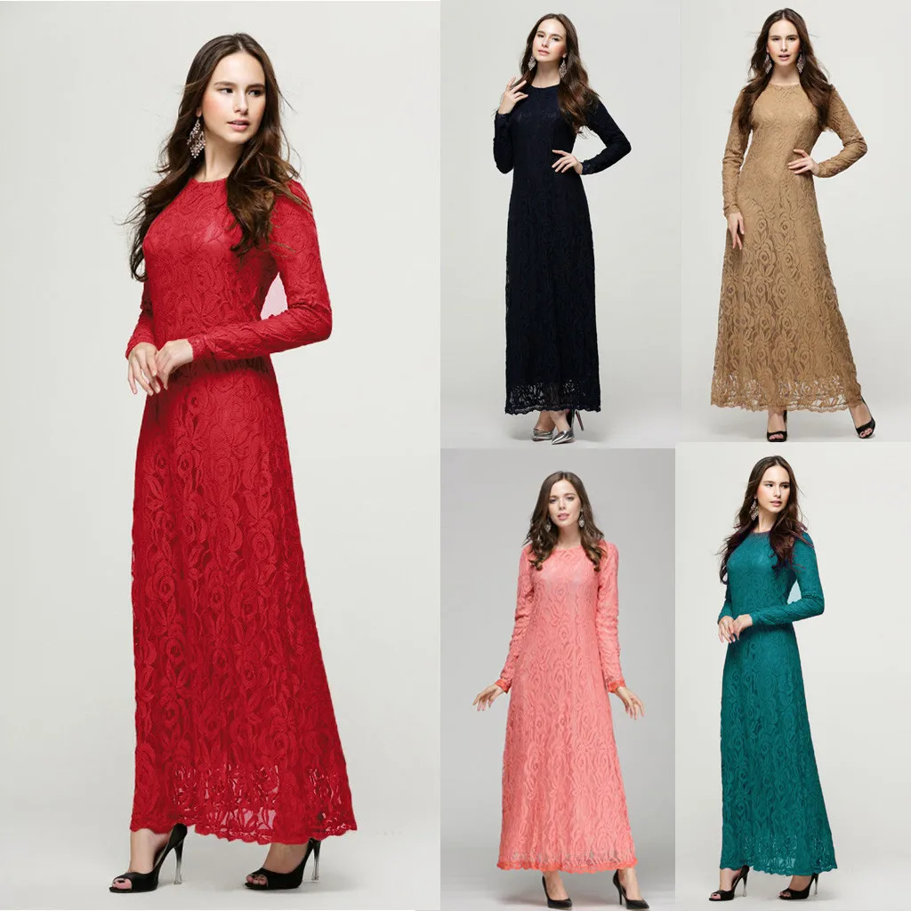 

Womens Muslim Loose Solid Color Robe Clothing Abaya Islamic Arab Kaftan