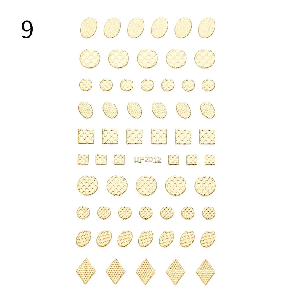 1 шт 9*7,7 см 3D наклейки для ногтей Золотое искусство Геометрическая Луна Звезда Stcikers 3D полоски для ногтей волнистая линия сделай сам украшения для ногтей Набор для ногтей - Цвет: Size B 9