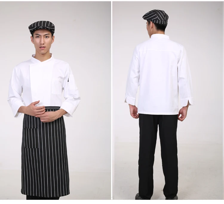 Шеф-повар верхняя одежда, куртка, шеф-повар Кухня с длинными рукавами спецодежды, Мода нейтральной шеф-повара, Воздухопроницаемая ткань