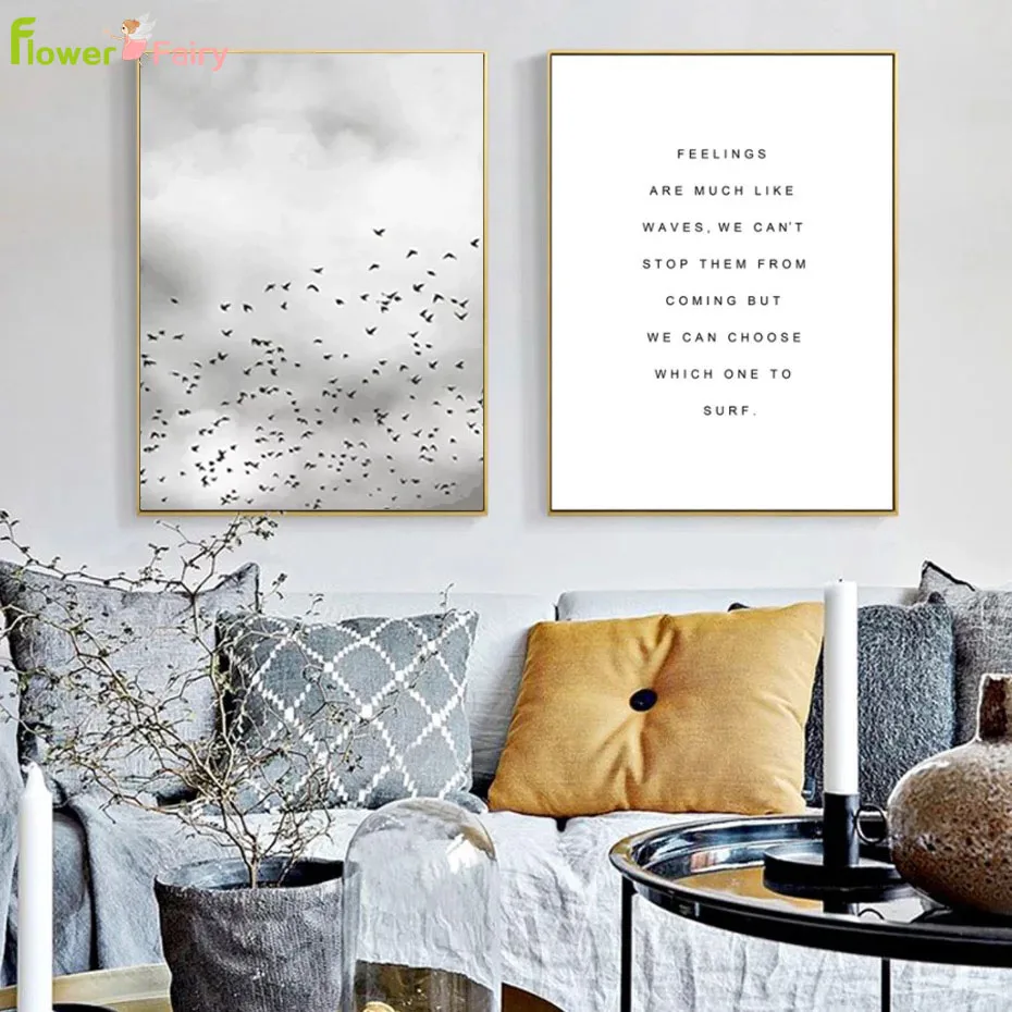 Dandelion Canvas Painting Sky Birds Nordic Posters Picture For Living Room Wall Art Pictures Prints Home Decor Scenery Unframed