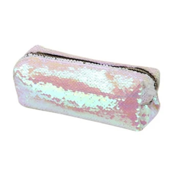 

LJL DIY Double Color Sequins Glitter Handbag Pencil Case Cosmetic Bag Makeup Pouch(White)