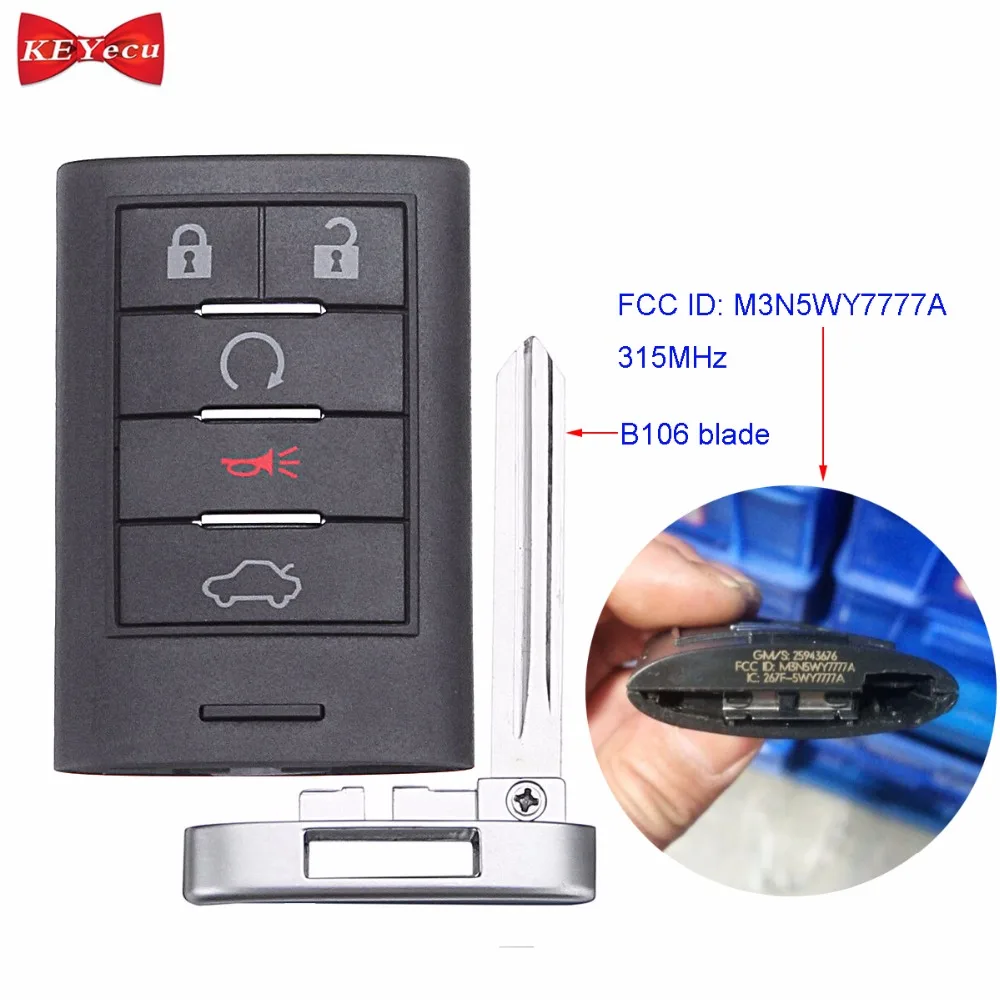 

KEYECU for Cadillac CTS 2008-2015 STS 2008-2011 Remote Car Key Fob 315MHz FCC ID: M3N5WY7777A 25943676