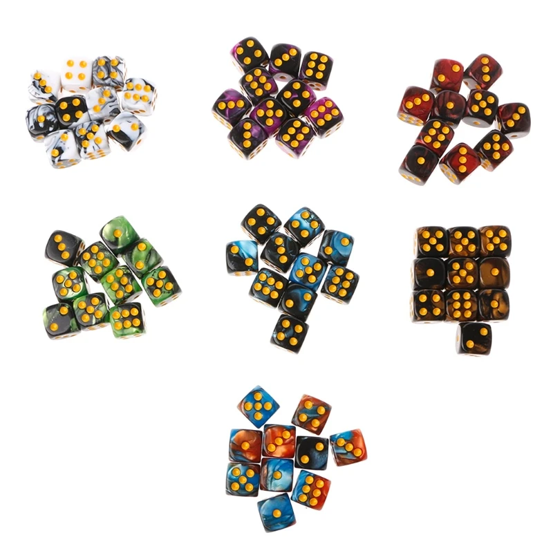 

10pcs Acrylic Six Sided Portable Transparent Cube Round Corner Game Dices for Table Playing Games