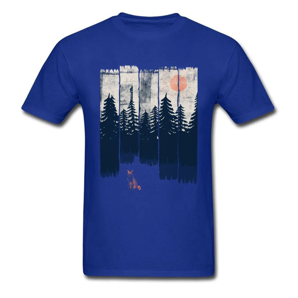 100% Cotton Men Short Sleeve A Fox in the Wild T-Shirt Print Tops T Shirt Family Printed Round Collar Tee Shirts A Fox in the Wild blue