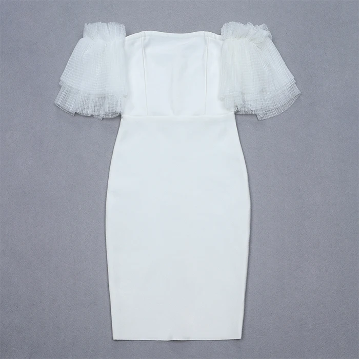 KLEEZY/ Летняя женская одежда мини-платье Vestidos Сексуальное Кружевное белое платье без рукавов с вырезом лодочкой и открытыми плечами HL4281
