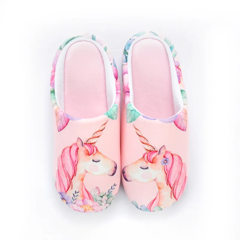 Теплые домашние женские тапочки в виде единорога 2018 зима Pantoufles zapatillas mujer Chausson