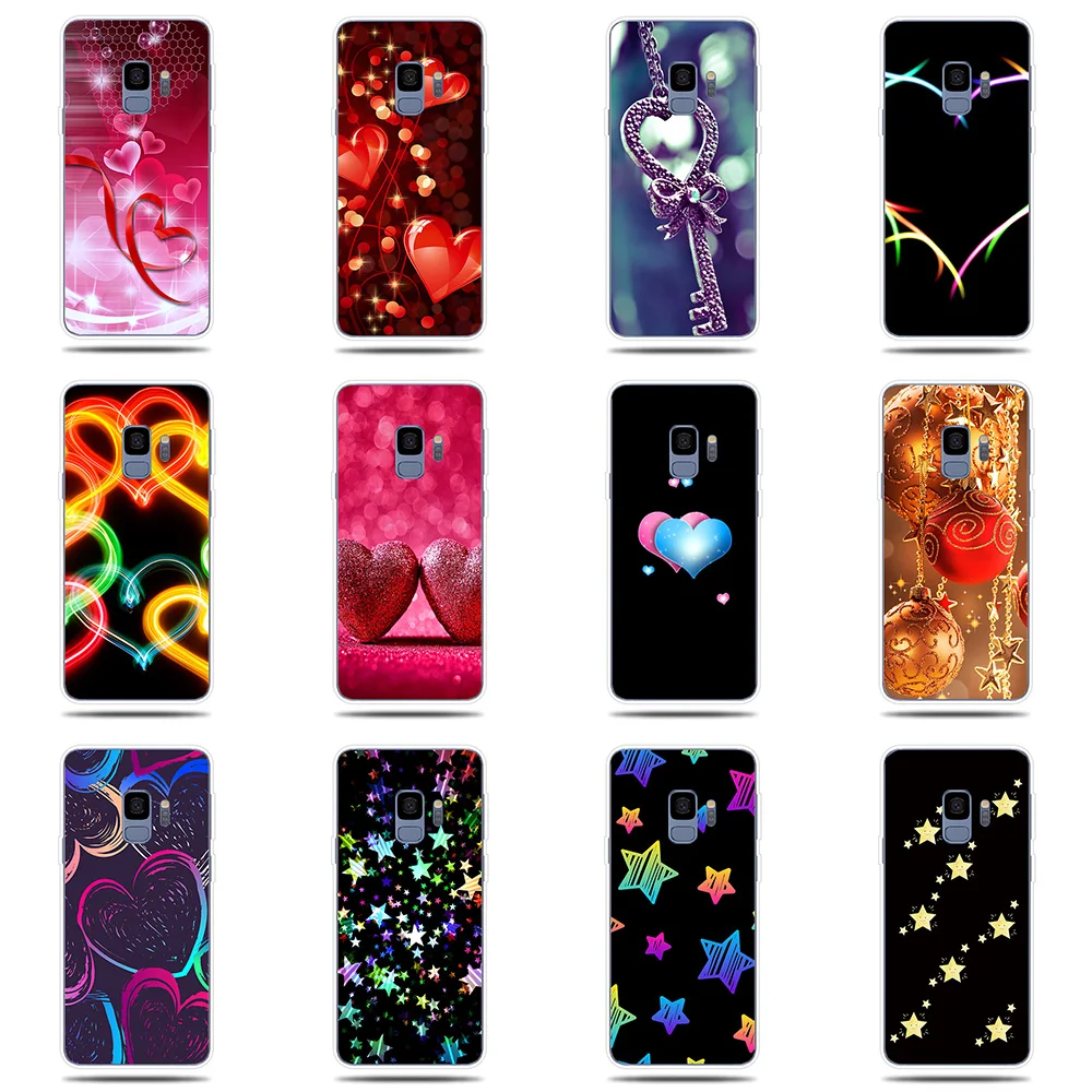 Heart-shaped five pointed star pattern Silicone Phone Case For Samsung Galaxy S5 S6 S7 Edge S8 S9 Plus Note 8 9 Cover Coque |