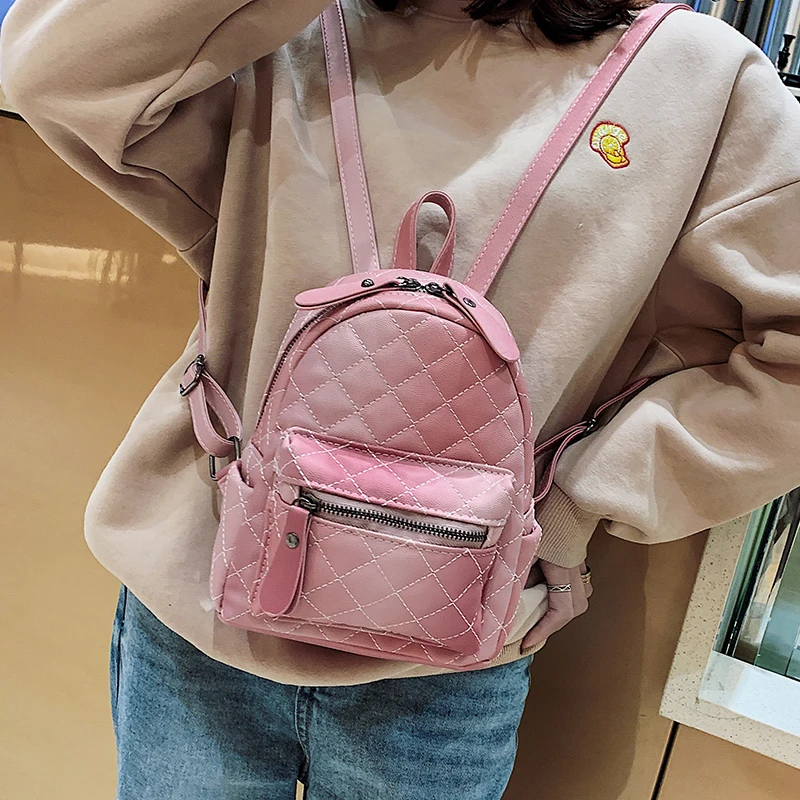 

Gradient color Backpack For Woman 2019 Fashion Quilted Backpacks Female Mini Back Pack Girls PU Leather Travel Small Bags