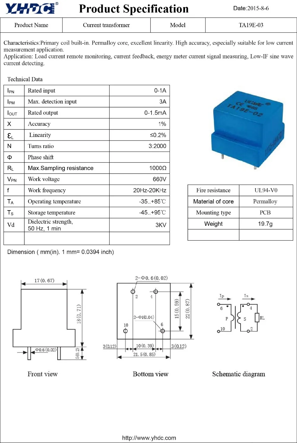 TA19E-03-0-1A-0-1.5mA_en