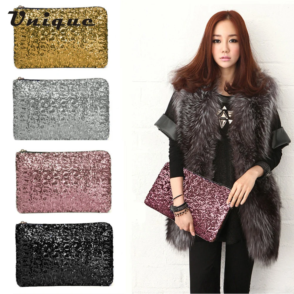  2015 New Dazzling Glitter Sparkling Bling Sequins Evening Party purse Bag Handbag Women Clutch wallet 