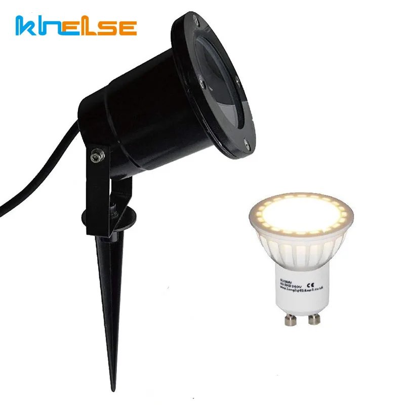 Kopen LED Landschap Lichten Outdoor Spotlight 5 w GU10 Lamp MR16 12 v 86 265 v IP65 Binnenplaats Tuin Pathway boom Muur Decor Spike Stand