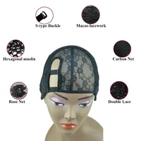 2 Comb M/L Size Left U Part Weaving Wig Cap Foundation Inside inner  for Wig Making Hair Extension weft DIY Black Color 1