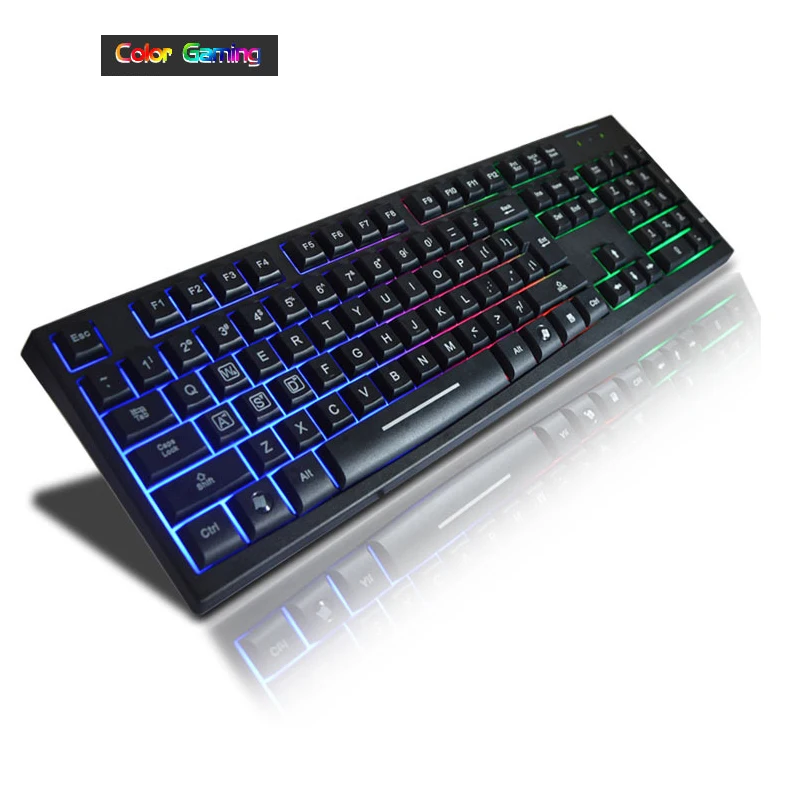 

SAGO wired USB 7Colors backlight 104keys English keyboard waterproof Noise reduction keyboard with Russia words stickers