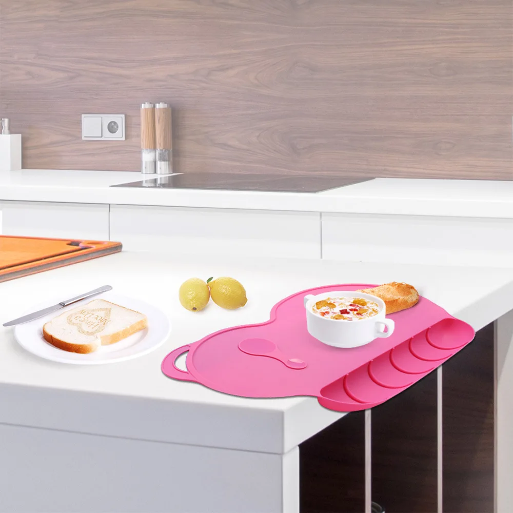 

New 1 Pcs Baby Silicon Plate Waterproof Table Mat Kids Dinner Plate Tableware Sucker Slip-resistant Baby Silicone Placemat Bowl