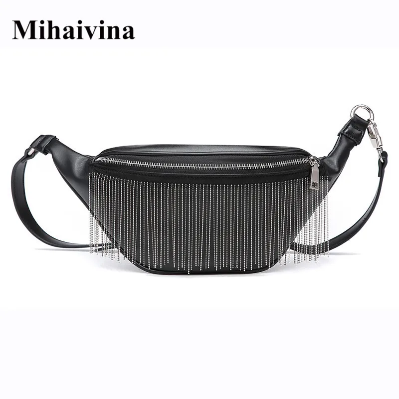 Классическая черная поясная сумка Mihaivina модная Женская из искусственной кожи с