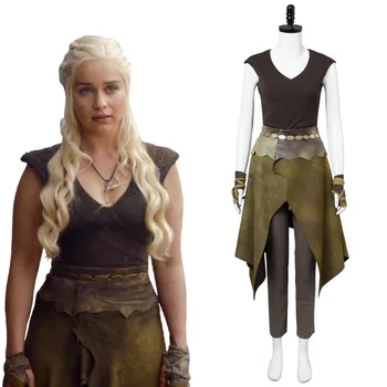 

Game of Thrones Cosplay Season 6 S6 Daenerys Targaryen Dany Indigenous Costume Cosplay Full Set Uniform For Women