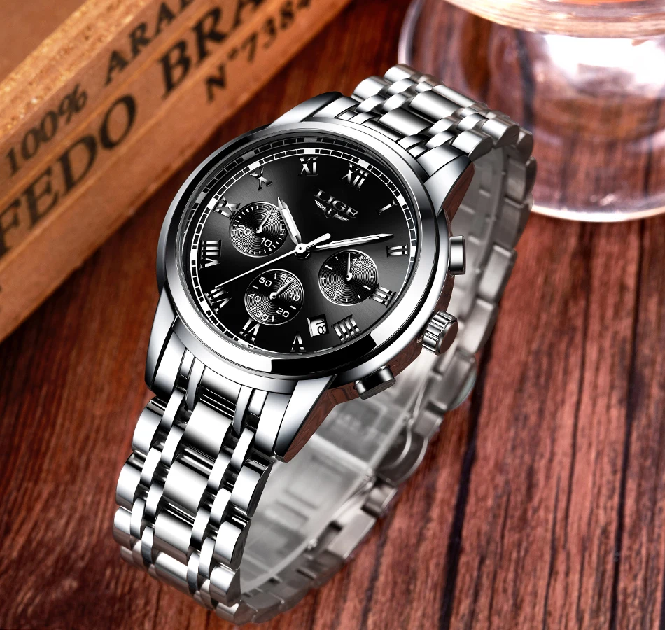 LIGE Men Watches Top Luxury Brand Full Steel Waterproof Sport Quartz Watch Men Fashion Date Clock Chronograph Relogio Masculino sports watch