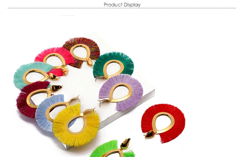 AYAYOO Big Fringed Tassel Earrings For Women Ethnic Circle Drop Earring Hanging Party Summer Holiday Earings Fashion Jewelry (1)