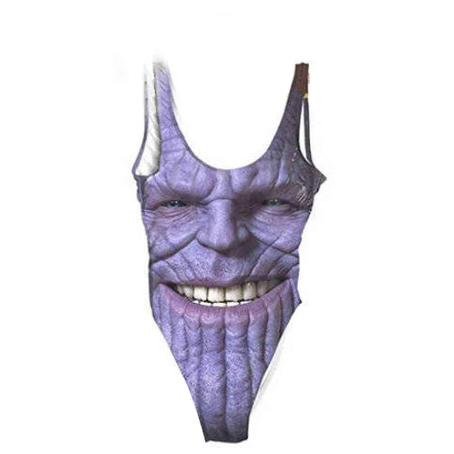 

Marvel Comics Hero Thanos Lycra Bodysuit Men's Sexy Swimsuit Body Building Jumpsuits