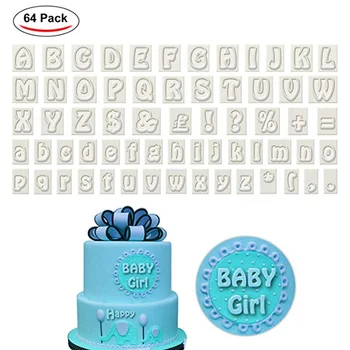 

64Pcs Alphabet Letter Cutters Handmade Fondant Cake Decorating Plastic Cookie Cutter Pastry Utensils DIY Baking Cake Tools