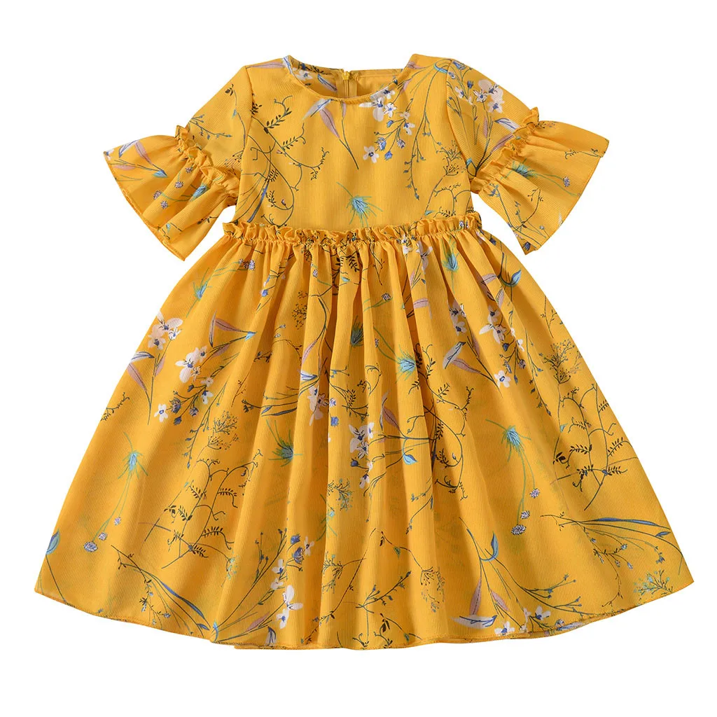 

Summer Girls Suit 2019 Kids Clothing Set Teen Toddler Baby Kid Girl Ruched Floral Flowe Princess Dresses Casual Clothes