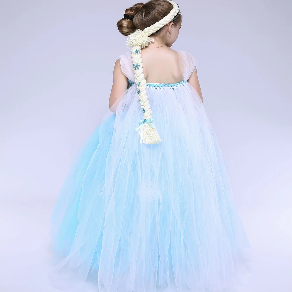 Blue Snow Queen Girls Elsa Dress Cosplay Princess Costume for Kids Froze Girls Christmas Dress Kids Snowflake Party Dress Tutu (4)