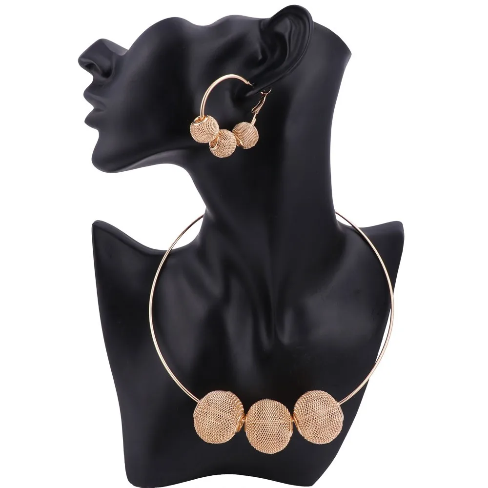 Модный комплект ювелирных изделий из Дубаи золотого цвета, нигерийские Свадебные африканские бусы, серьги, ожерелье, набор для женщин, 3 цвета