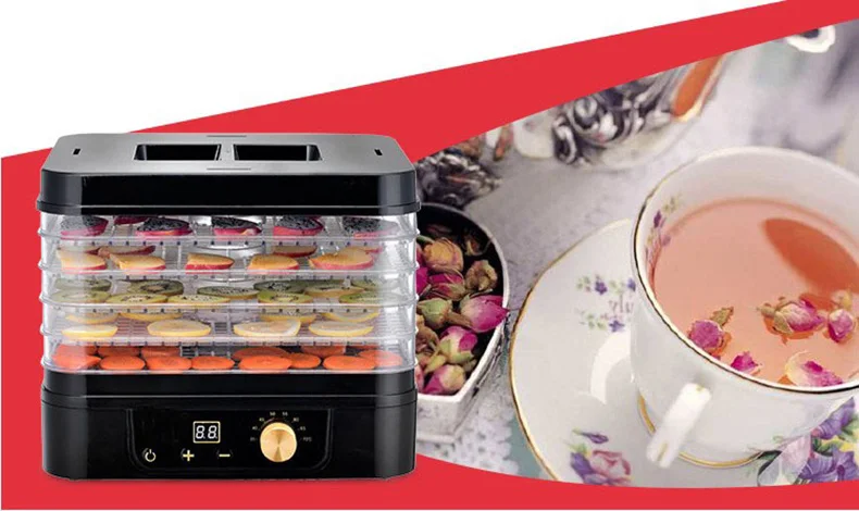 Household Food Dehydrator 220V Fruit Vegetable Meat Dehydrator Extra Long Timing Food Machine KA-D5T