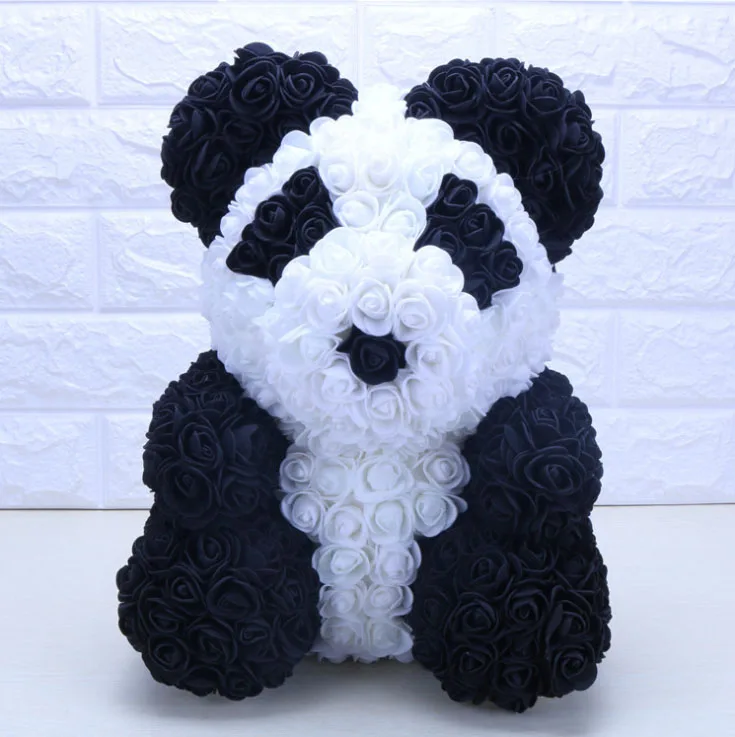 40CM Love Heart Rose Panda Bear Artificial Flowers Soap Foam Rose Flower Panda Christmas Gifts for Women Valentine's Day Gift - Цвет: 2