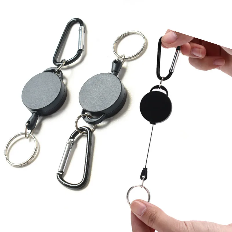 

Mini Multifunctional Retractable Keychain Black Anti-Lost Keychain Buckle Recoil Ring Pull Clip Keyring Outdoor