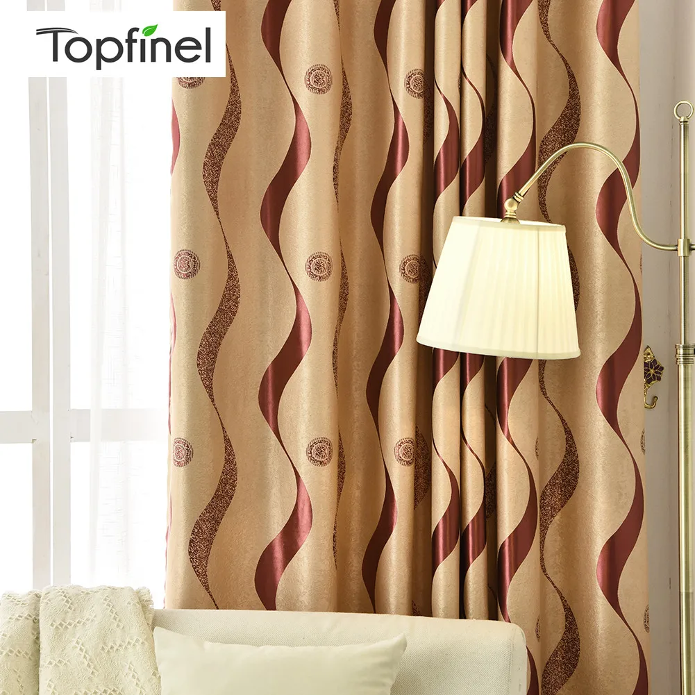 

Topfinel Thick Luxury Wavy Striped Curtains Design for Living Room Bedroom Home Decoration Modern Blackout window treatments