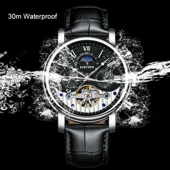 

KINYUED Tourbillon Automatic Watch Men Mechanical Skeleton Watches Military Sports Moon Phase Relogio Masculino dropshipping