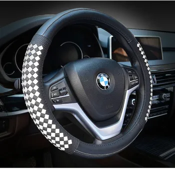 

2019 New Faux Leather Braid Steering Covers Blue Sport Steering-Wheel Cover Weaving Hand Make Car Accessories Handle Case