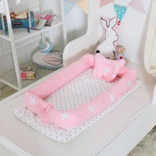 Съемная переносная детская люлька для кровати, детский шезлонг для новорожденной кроватки, дышащее гнездо для сна с подушкой