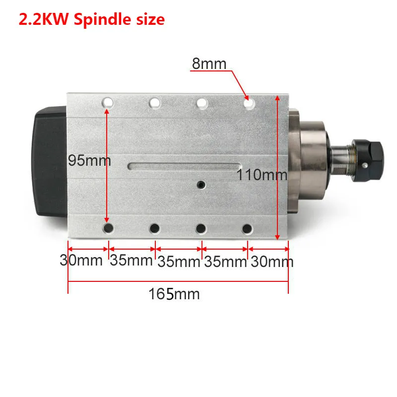 2.2квт квадратный мотор шпинделя с воздушным охлаждением 220 В 24000 об/мин ER20 биение 0,01 мм керамический подшипник воздушного охлаждения шпинделя для фрезерования с ЧПУ