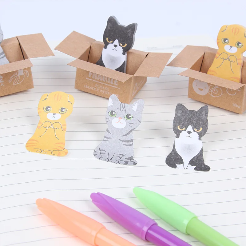 3 шт. мини мультфильм животных Kawaii коробка кошка Sticky memo pad Милая Закладка для книг заметки корейский школьные канцелярские стикеры Peper