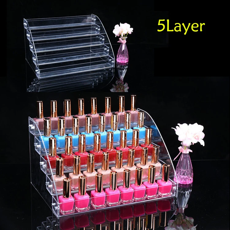 

Fashion Clear 5 Layers Nail Polish Rack Varnish Display Makeup Storage Shelf Cosmetic Organizer Household Storage Container