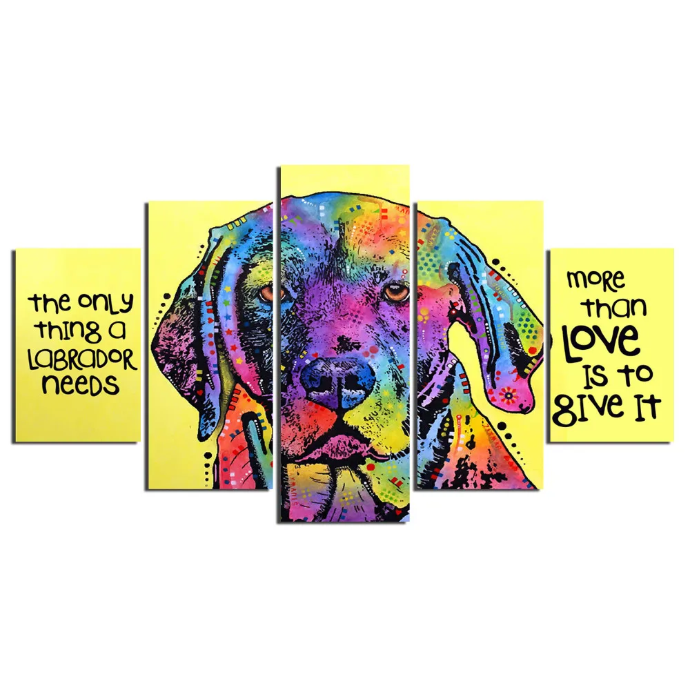 5 pieces colour abstract Labrador print canvas art 2 5 pieces colour abstract Labrador print canvas art 2