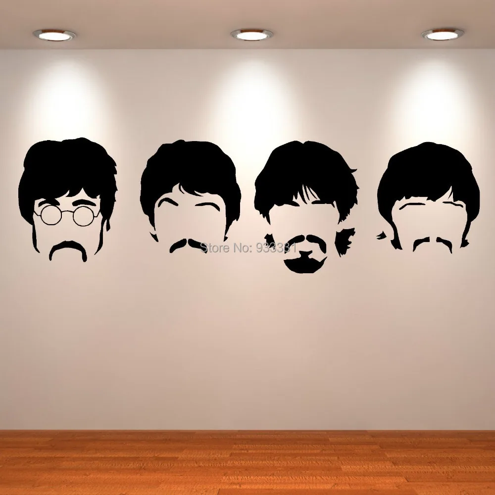 The Beatles John Paul Ringo George Sgt Peppers Head Vinly Wall Art Sticker Art Wall Sticker Art Nail Stickersticker Wall Art Aliexpress