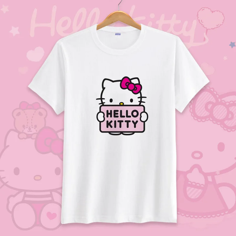 

Harajuku Women Shirt Hello Kitty Cartoon Women Shirts O-Neck Casual Kawaii Plus Size Pink Womens Clothing