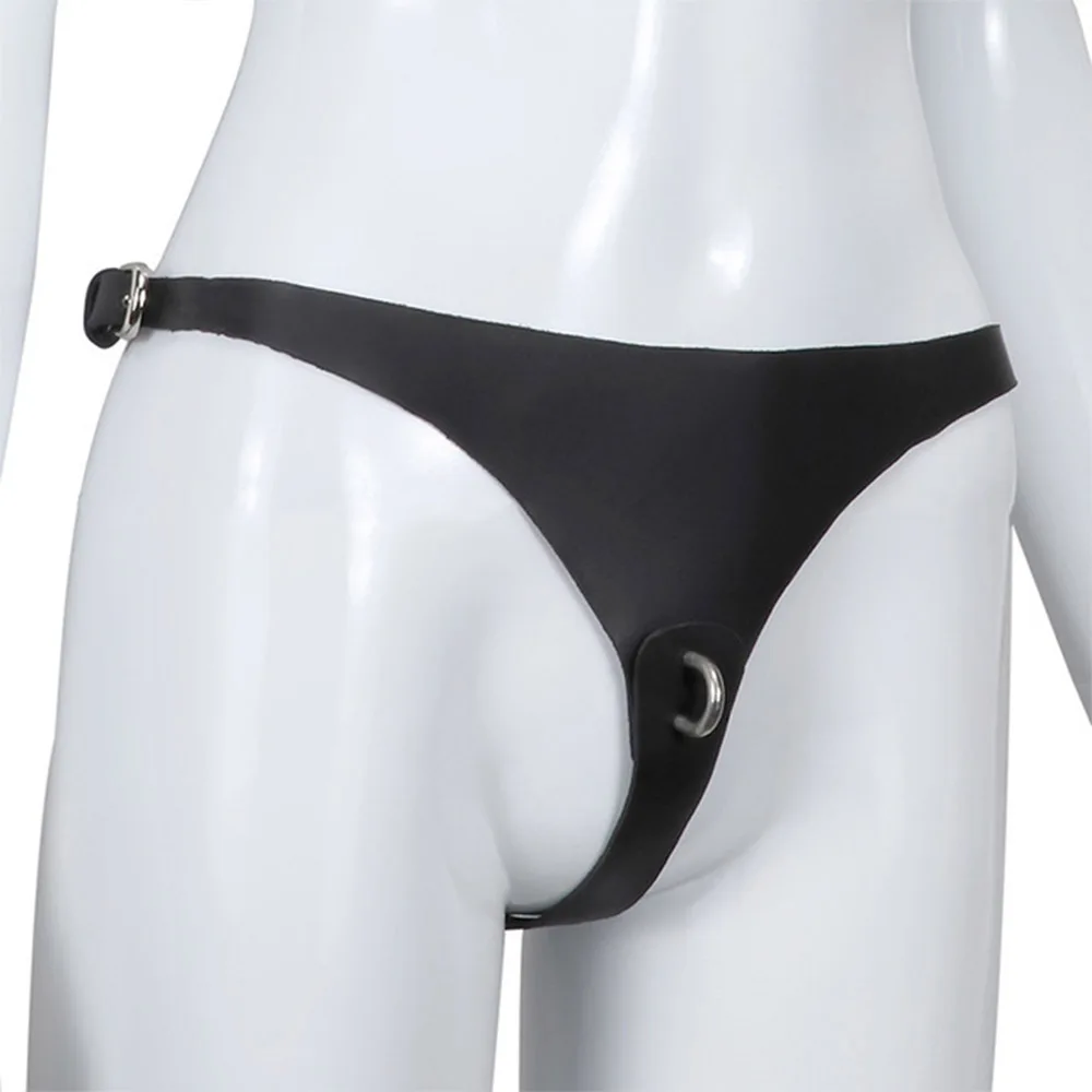 Tanie Skórzany żeński pas czystości spodnie Sexy bielizna ograniczenia Bondage majtki stringi krótkie sklep