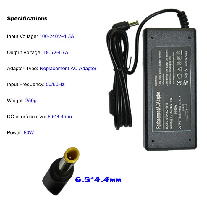 JIGU 4 7 6 5*4 мм 90 Вт Замена для ноутбука SONY Зарядное устройство переменного тока