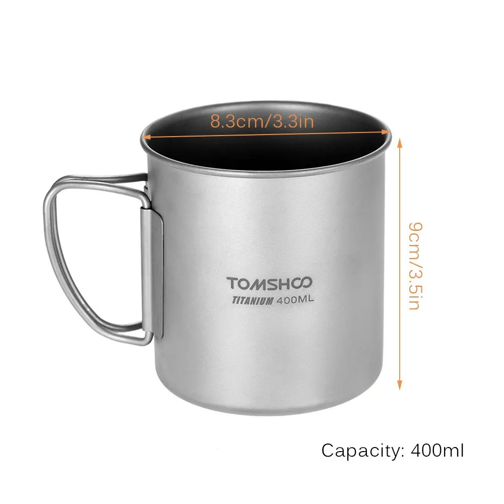TOMSHOO 400 мл титановая чашка портативная кружка для кемпинга для пикника на открытом воздухе чашка для воды со складной ручкой посуда инструмент Ta8365