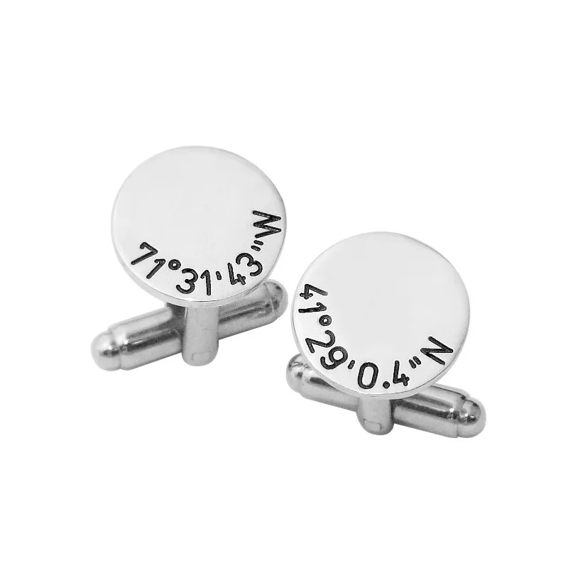

Custom initials Cuff links, date Cufflinks, Personalized coordinates cufflinks for boyfriend husband, anniversity gift