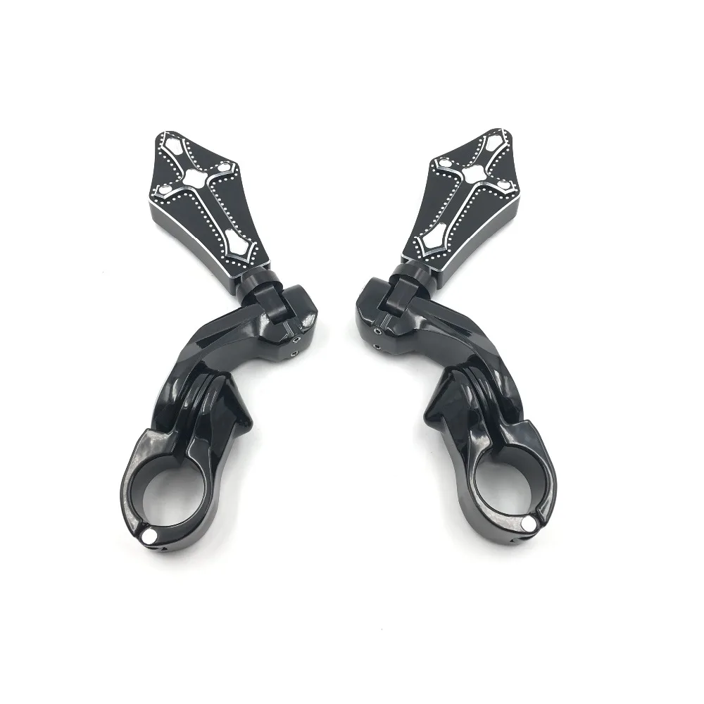 

Black 1.25'' 32mm Cross Motorcycle Highway Foot Pegs Moto Foot Rest case for Harley Touring Road King Models 1-1/4