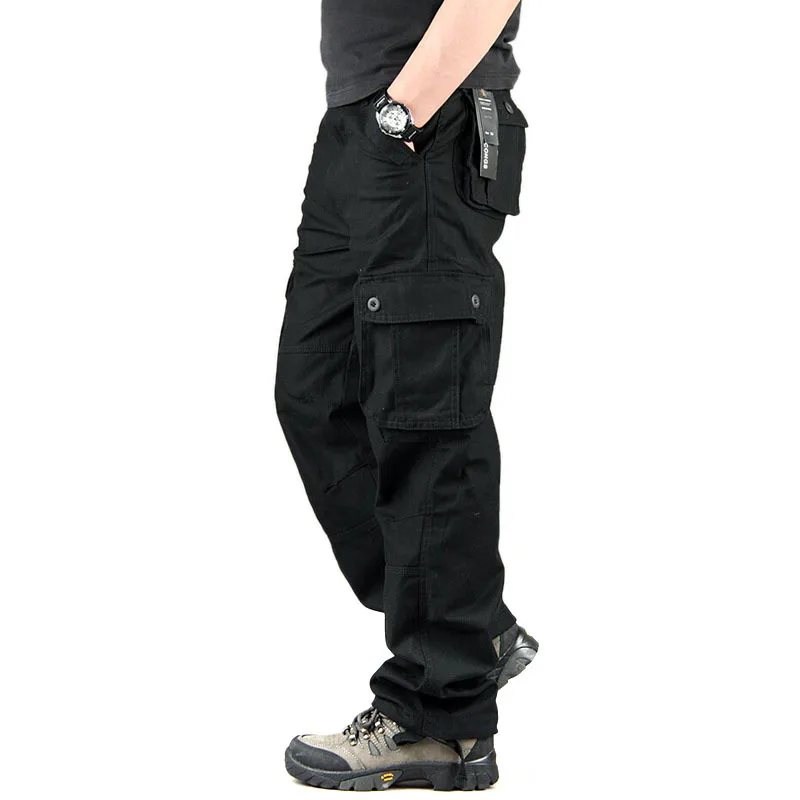 Мужские брюки-карго, повседневные брюки с несколькими карманами, военный комбинезон, высокое качество, мужские уличные длинные брюки, тактические мужские размера плюс 30-44